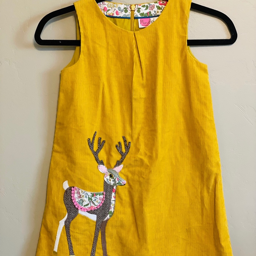 Darling Mini Boden girls deer shift dress sz 6-7